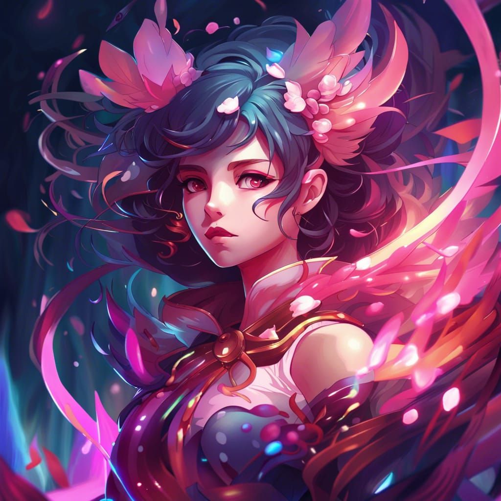 Magical Girl in Anime Style with Intricate Details