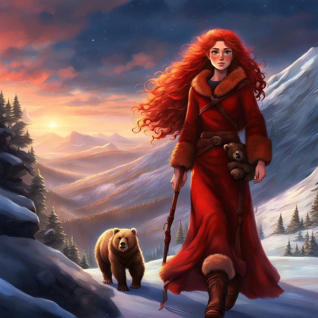 Northern Princess with Bear Protector in 3D Anime Art