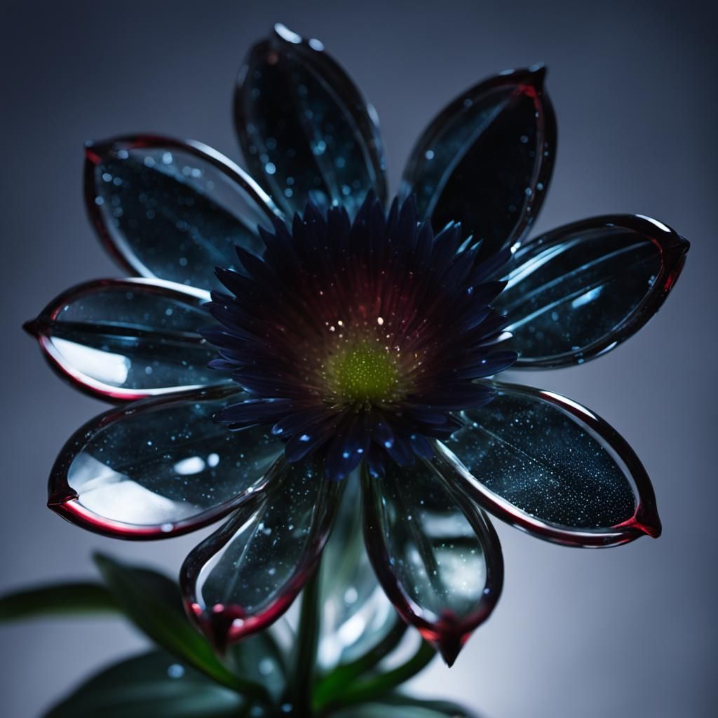 Ethereal Glass Flower at Midnight
