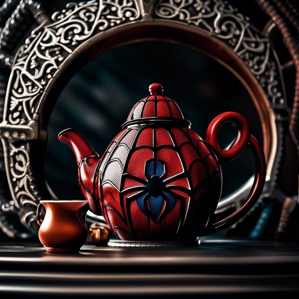 Spiderman Teapot: Hyperrealistic Photographic Art