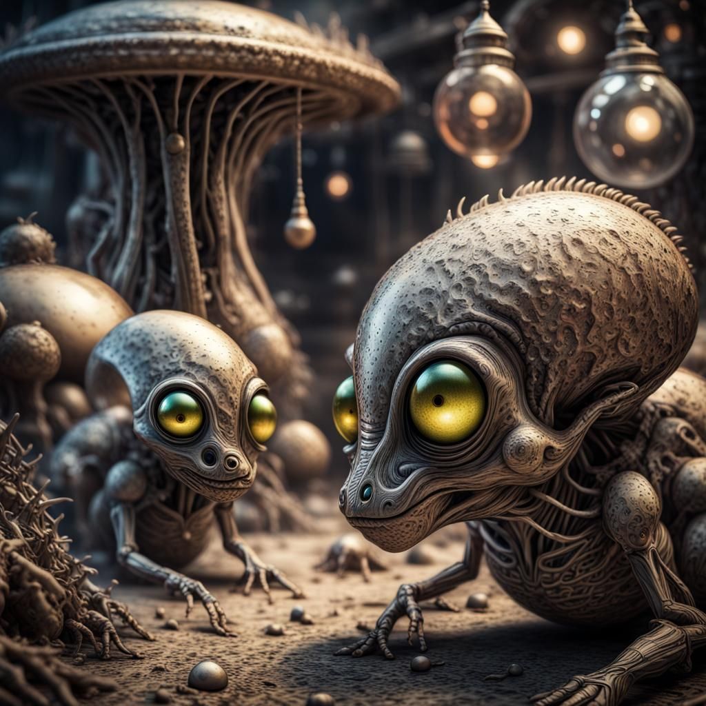 Intricate Alien Art in Solarpunk Style