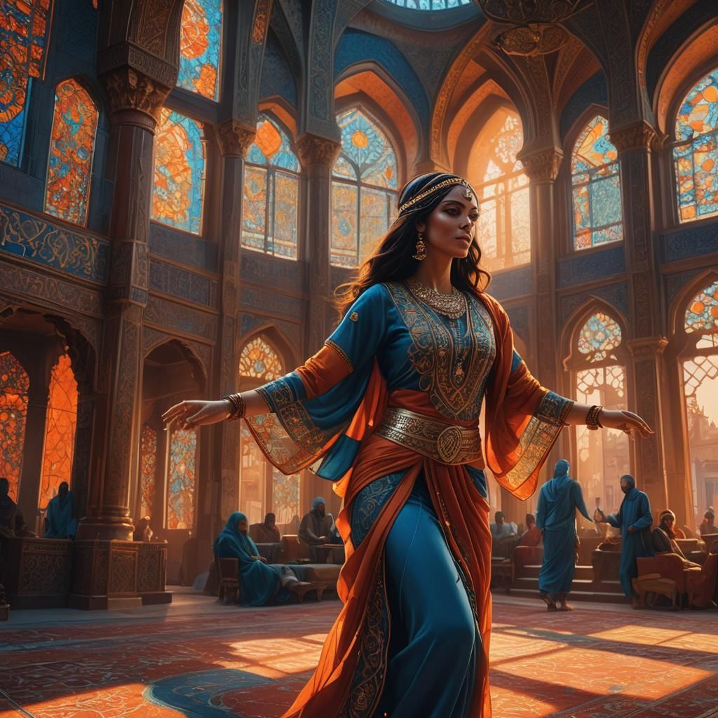 Arabic Dancer in Ornate Palace: Fantasy Concept Art