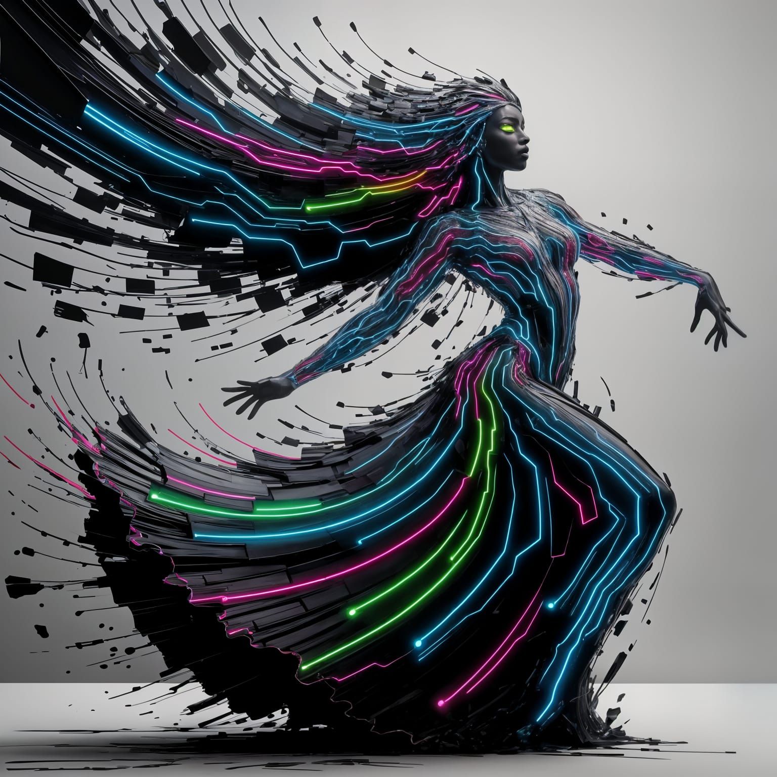 Abstract Whirling Dervish in Electric Colors