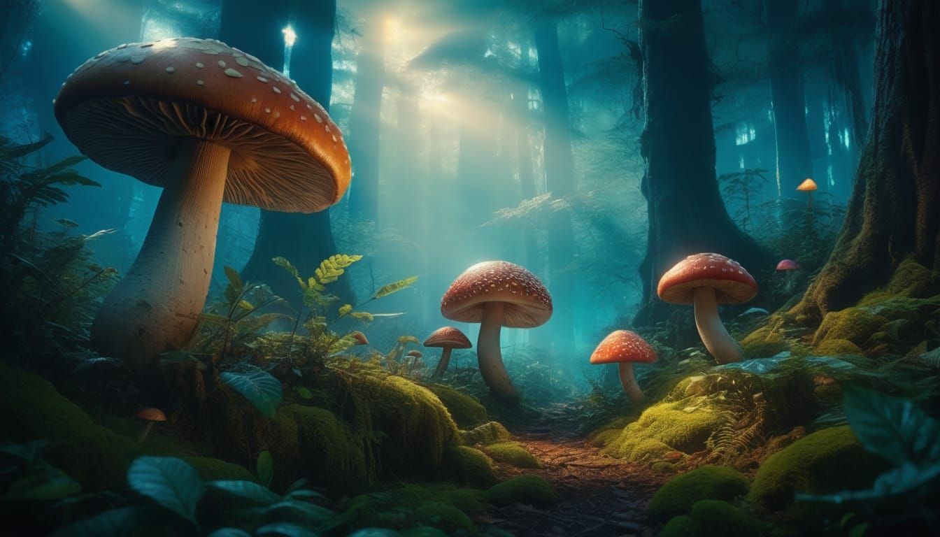 Mystical Forest Creatures in Vibrant Oil Painting Style