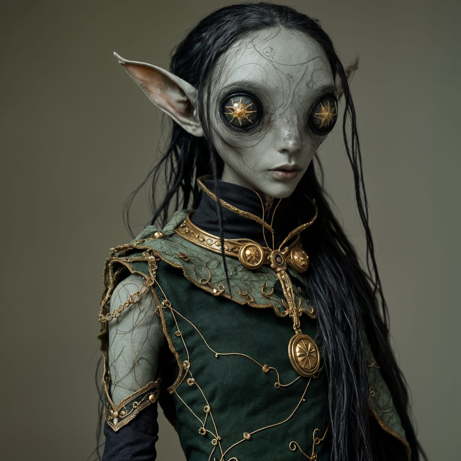 Elegant Stitched Doll Portrait in Elf Form