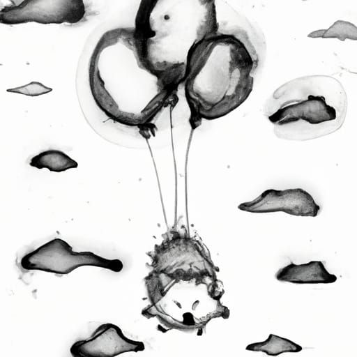 Hedgehog's Whimsical Flight: Watercolor Balloon Journey