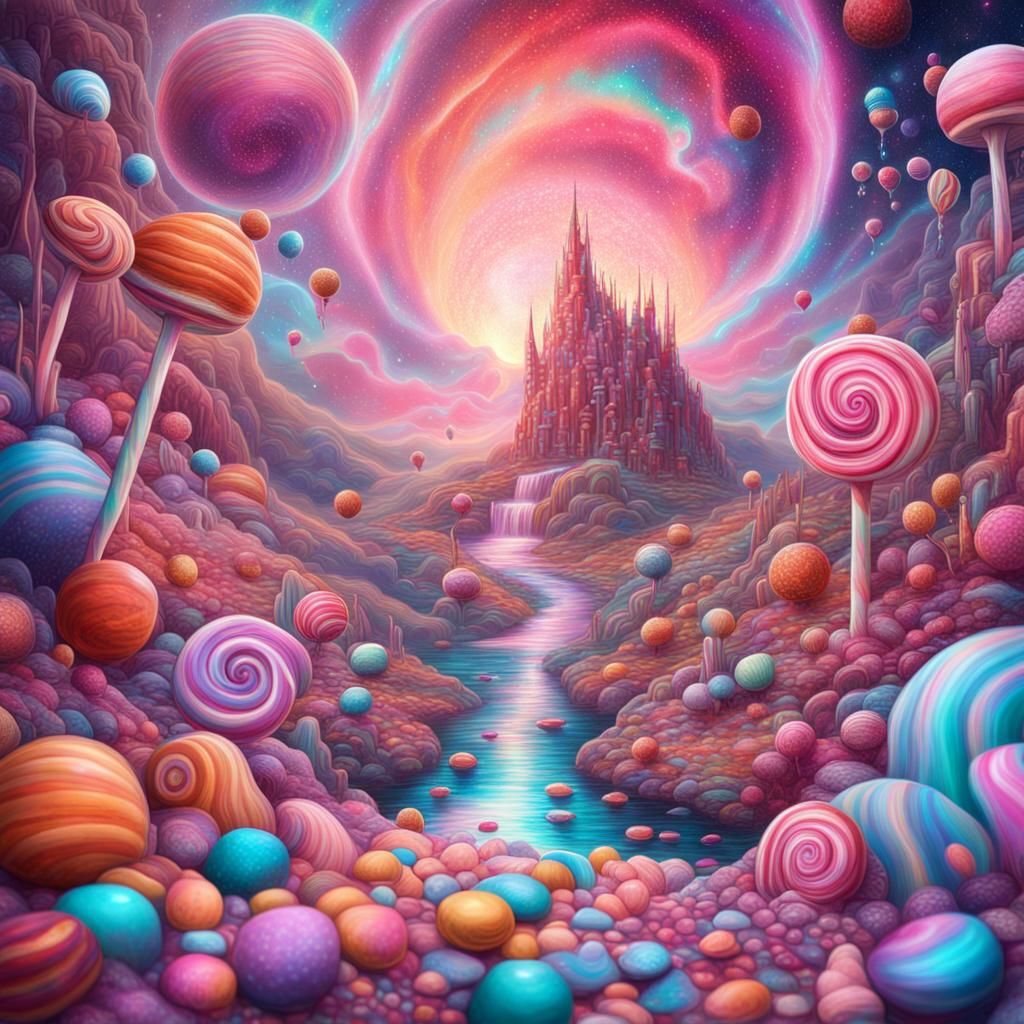 Candy Wonderland: Holographic Astral Cosmic Illustration
