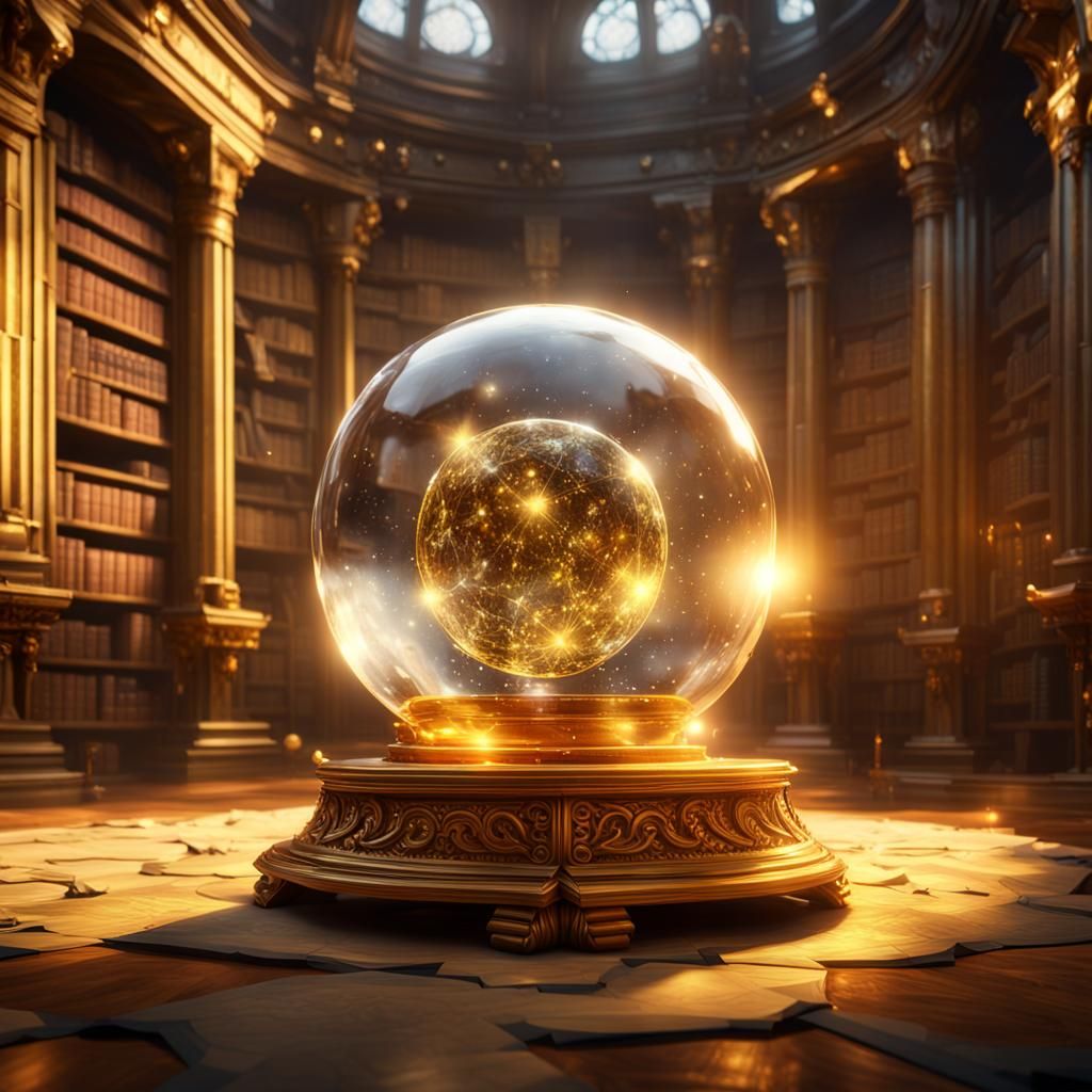 Radiant Magical Book and Crystal Ball in 3D