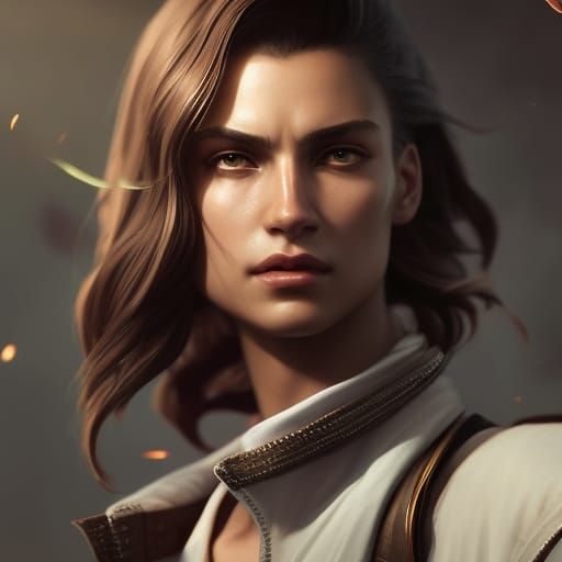 Androgynous Wizard Portrait in Dark Fantasy Style