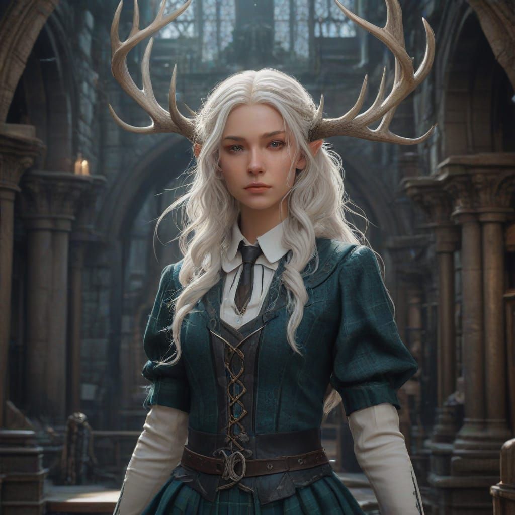 Ethereal Elf Maiden in Hogwarts Splendor