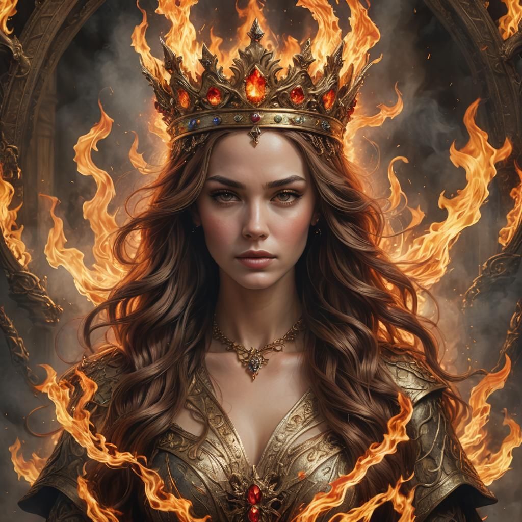 Majestic Crown of Flames: Hyperrealistic Digital Art