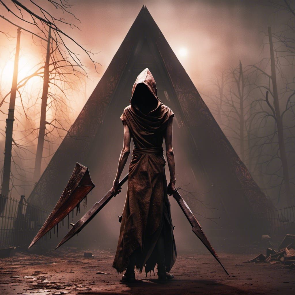 Pyramid Head Horror Art in Dark Fantasy Style