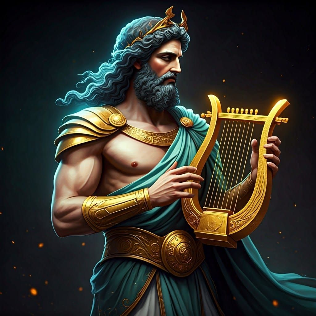 Apollo Plays Golden Lyre in Triadic Colors