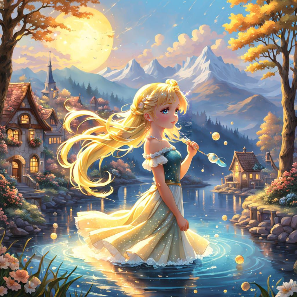 Anime Venus Emerges from Sea in Luminescent Style