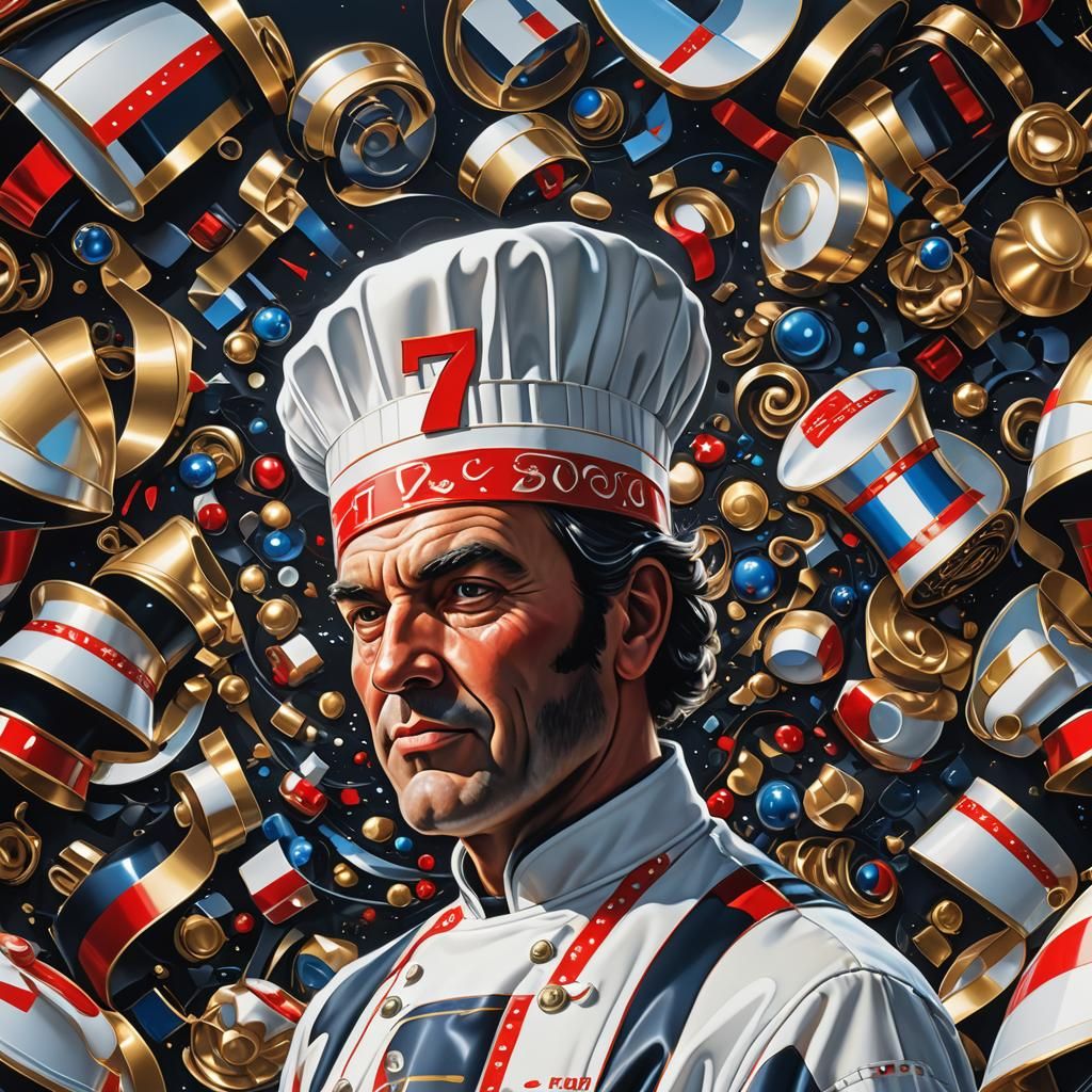 Shiny Number 7 Chef Logo in 3D