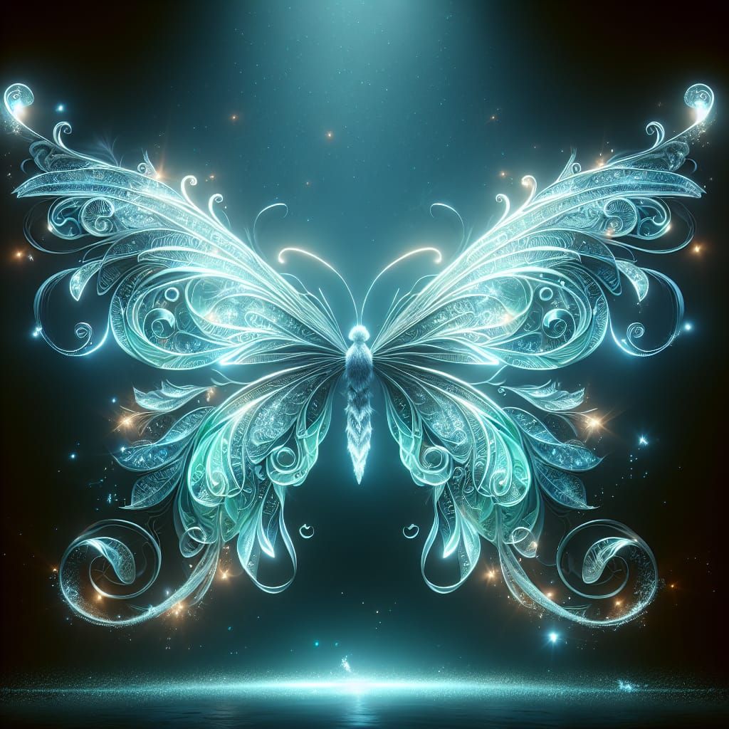 Glowing Butterfly Soaring in Ethereal Fantasy Art