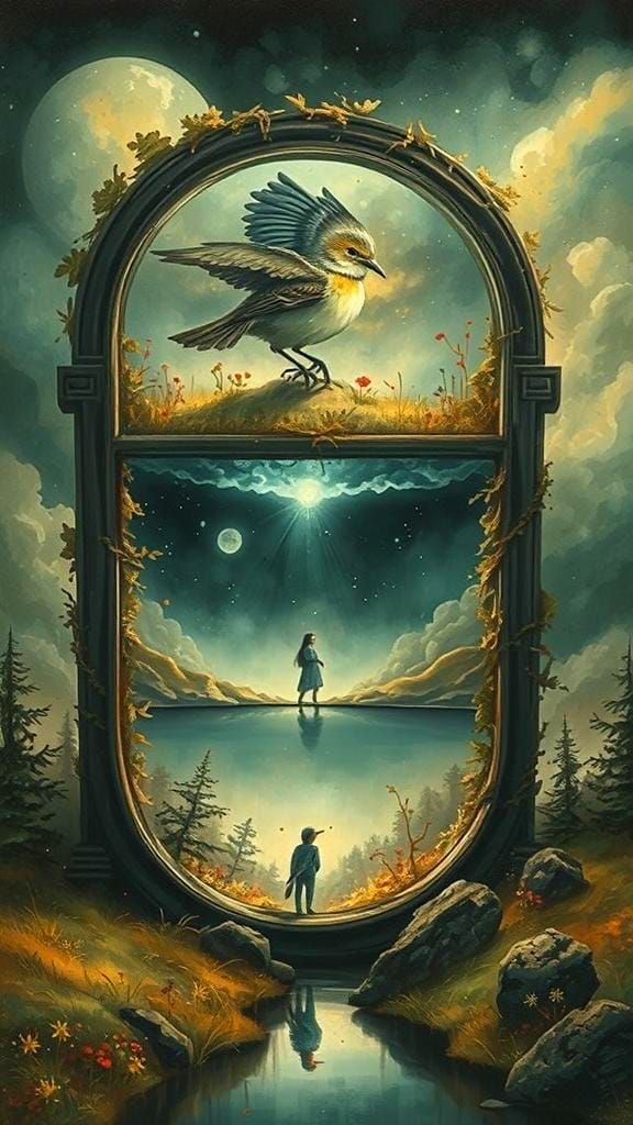 Nightingale's Twilight Serenade: A Watercolor Fantasy