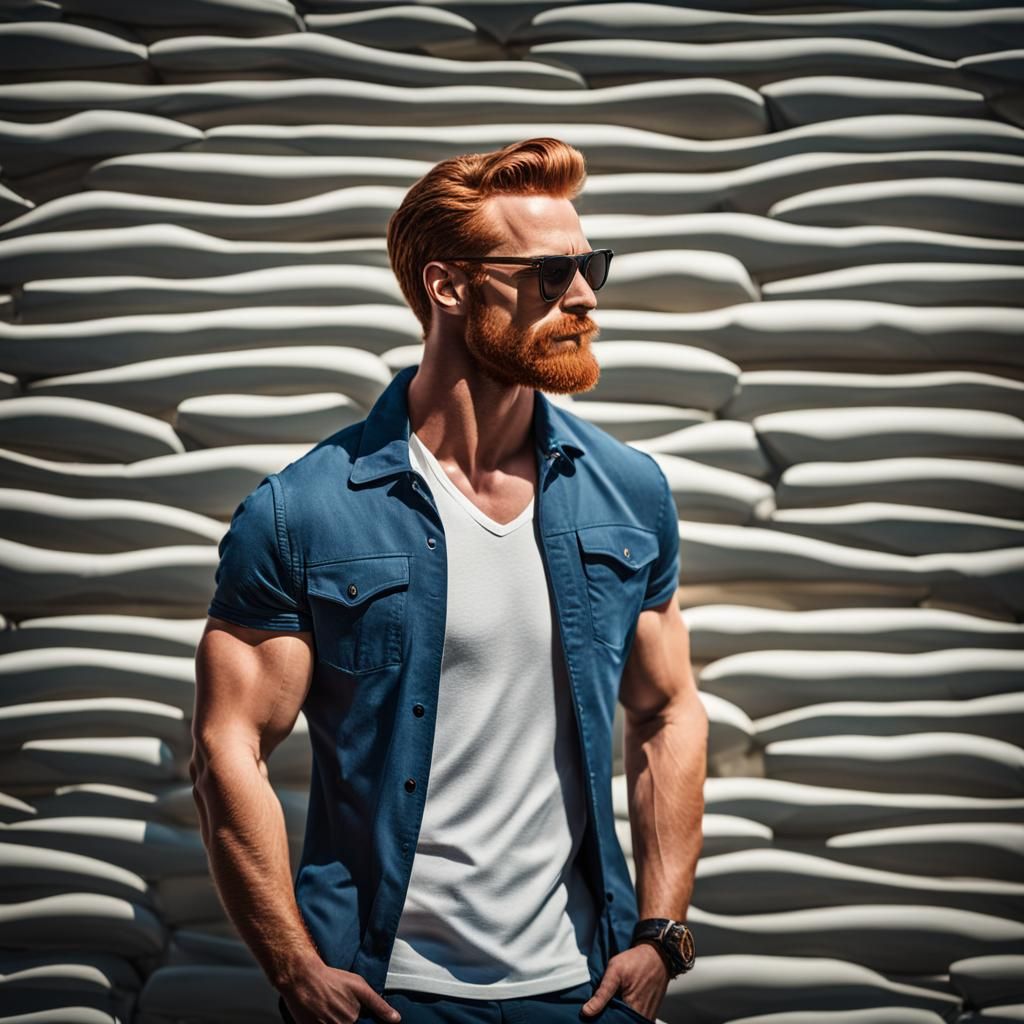 Muscle Ginger Man in Sunglasses: Professional Photography