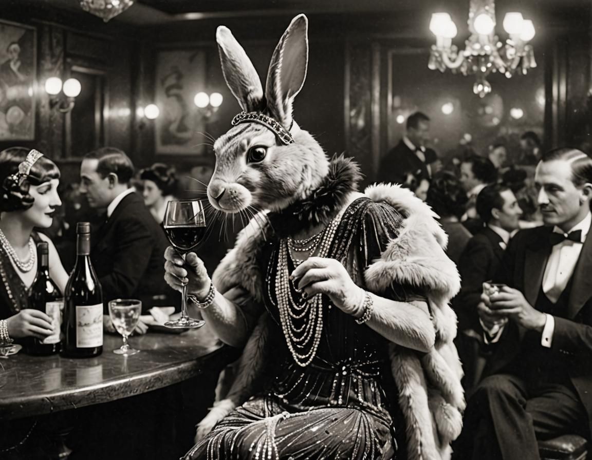Elegant Rabbit Flapper in 1920s Nightclub