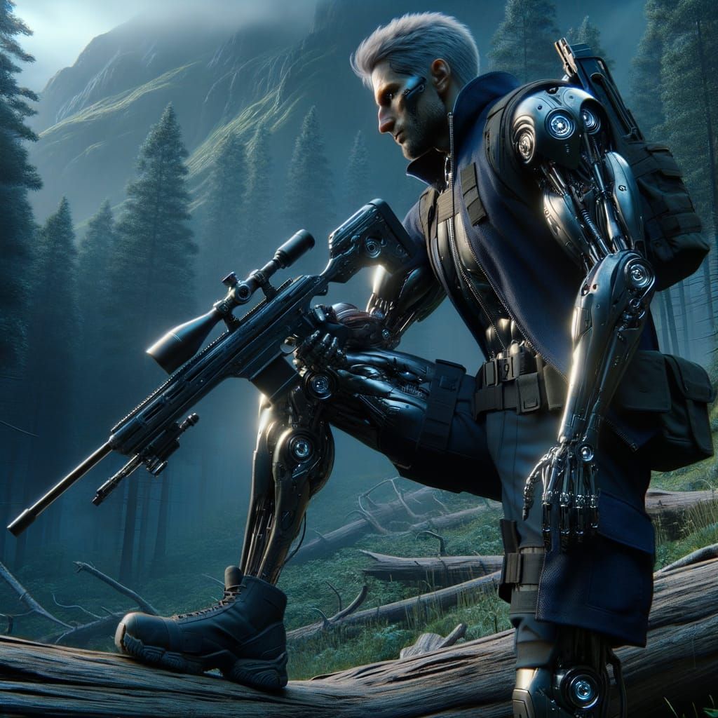 Cyberpunk Character Profile in Misty Mountain Woodland