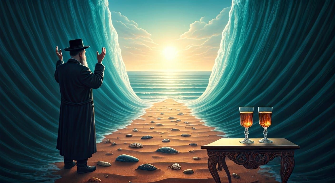 Red Sea Parting: Hasidic Prayer in Dreamlike Biblical Scene