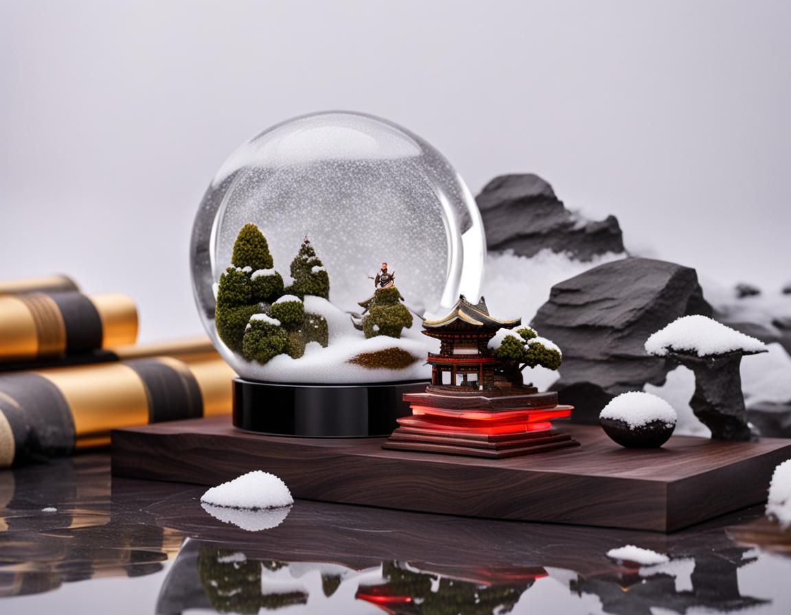 Zen Samurai in Snow Globe