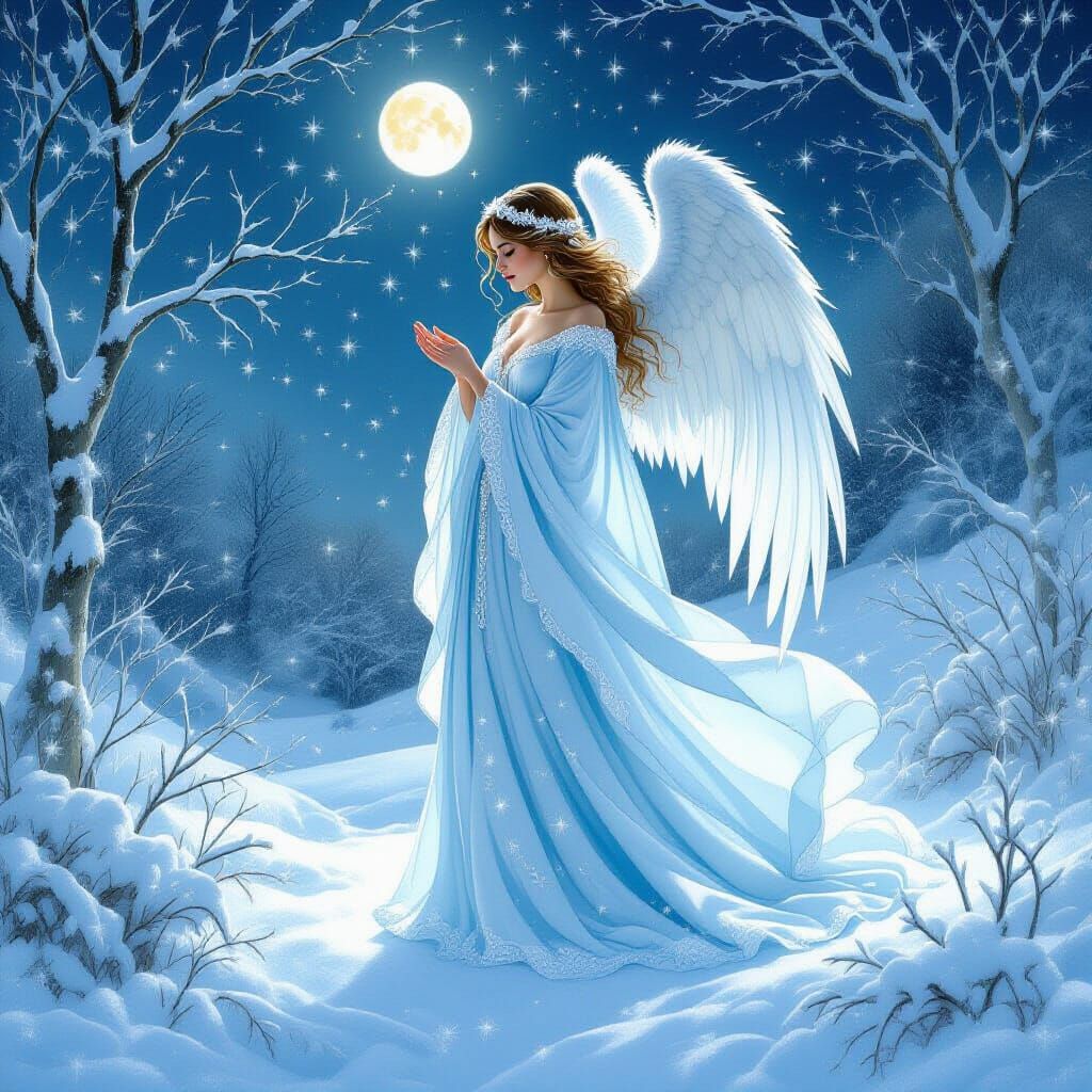 Icy Christmas Angel in Winter Wonderland