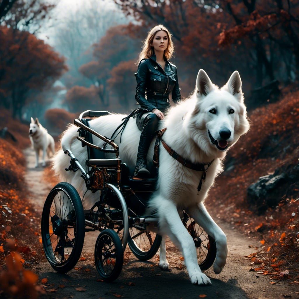 Woman in Wheelchair and Dog Explore Nature