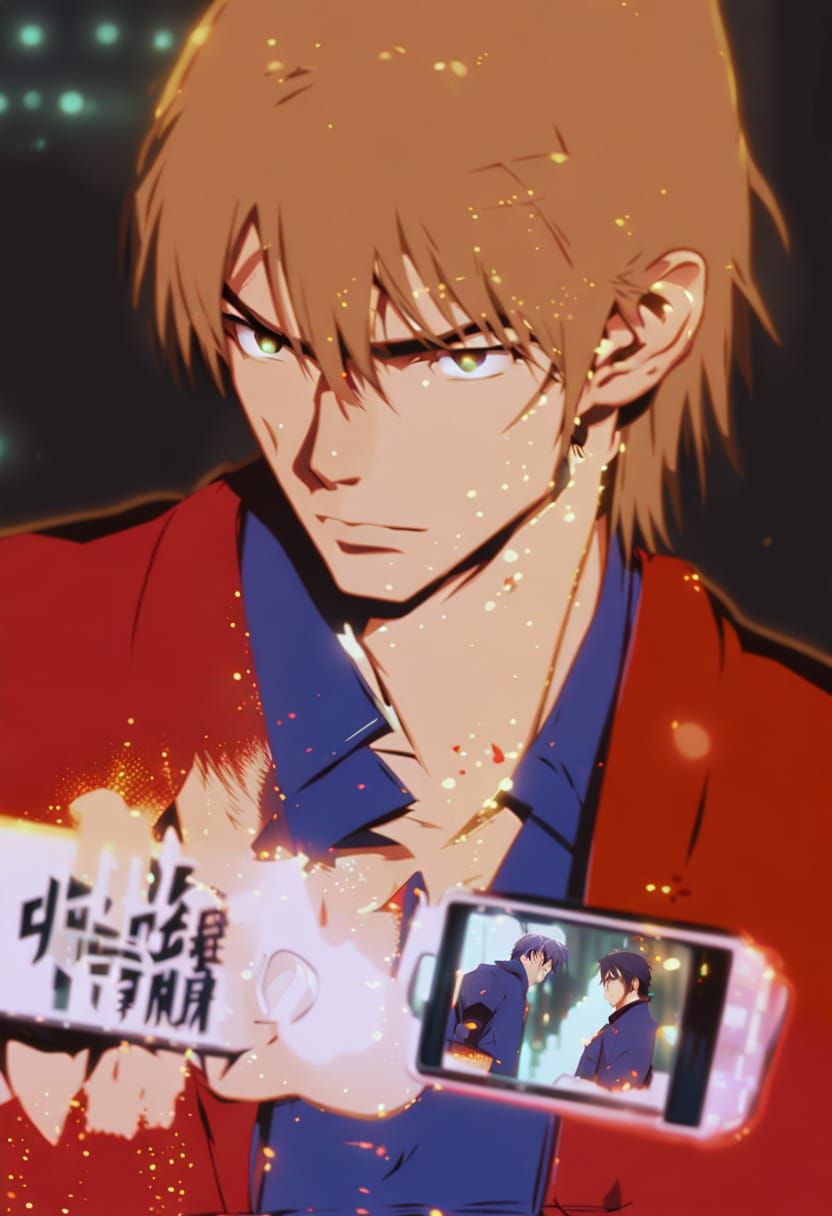 Anime-Inspired Portrait of Akiyama Shinichi in Neon City