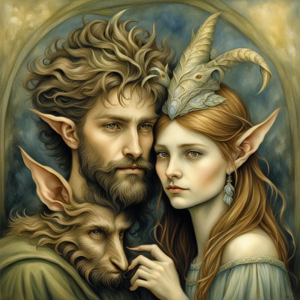Fantasy Elf Couple Portrait in Detailed Digital Art