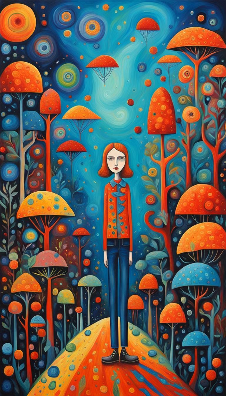 Pop Surrealism Painting with Complementary Colors