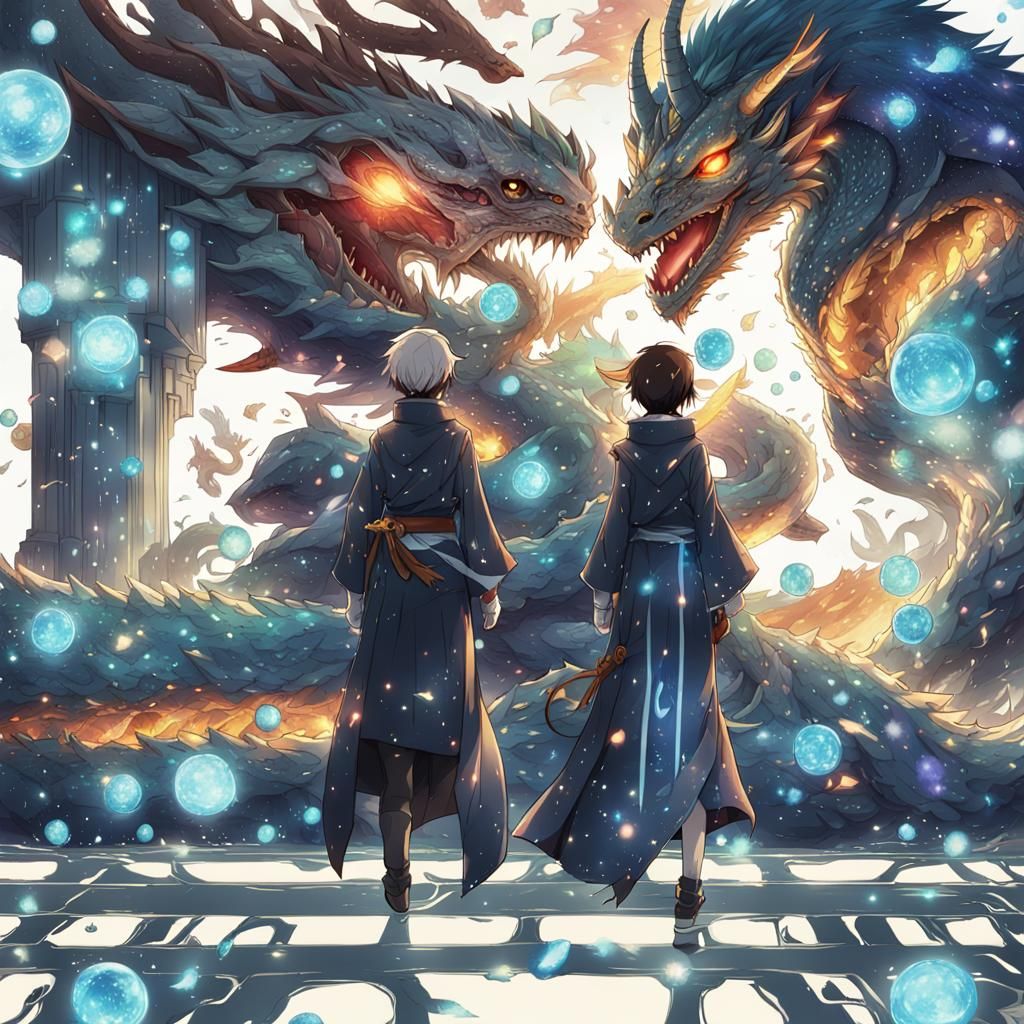 Elemental Galaxy Dragon in Anime Style