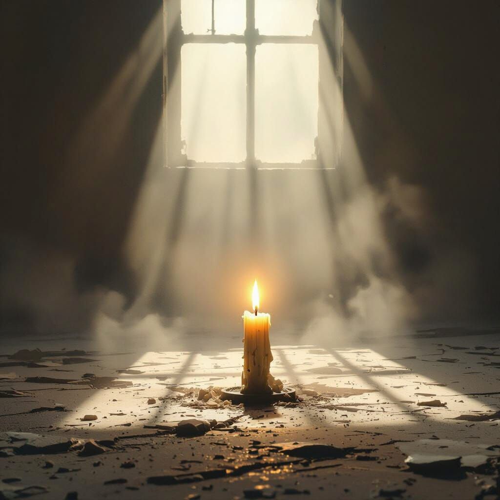 Candlelight Shadows in a Desolate Room