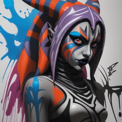 Ahsoka as Goth Graffiti Art in Street Style