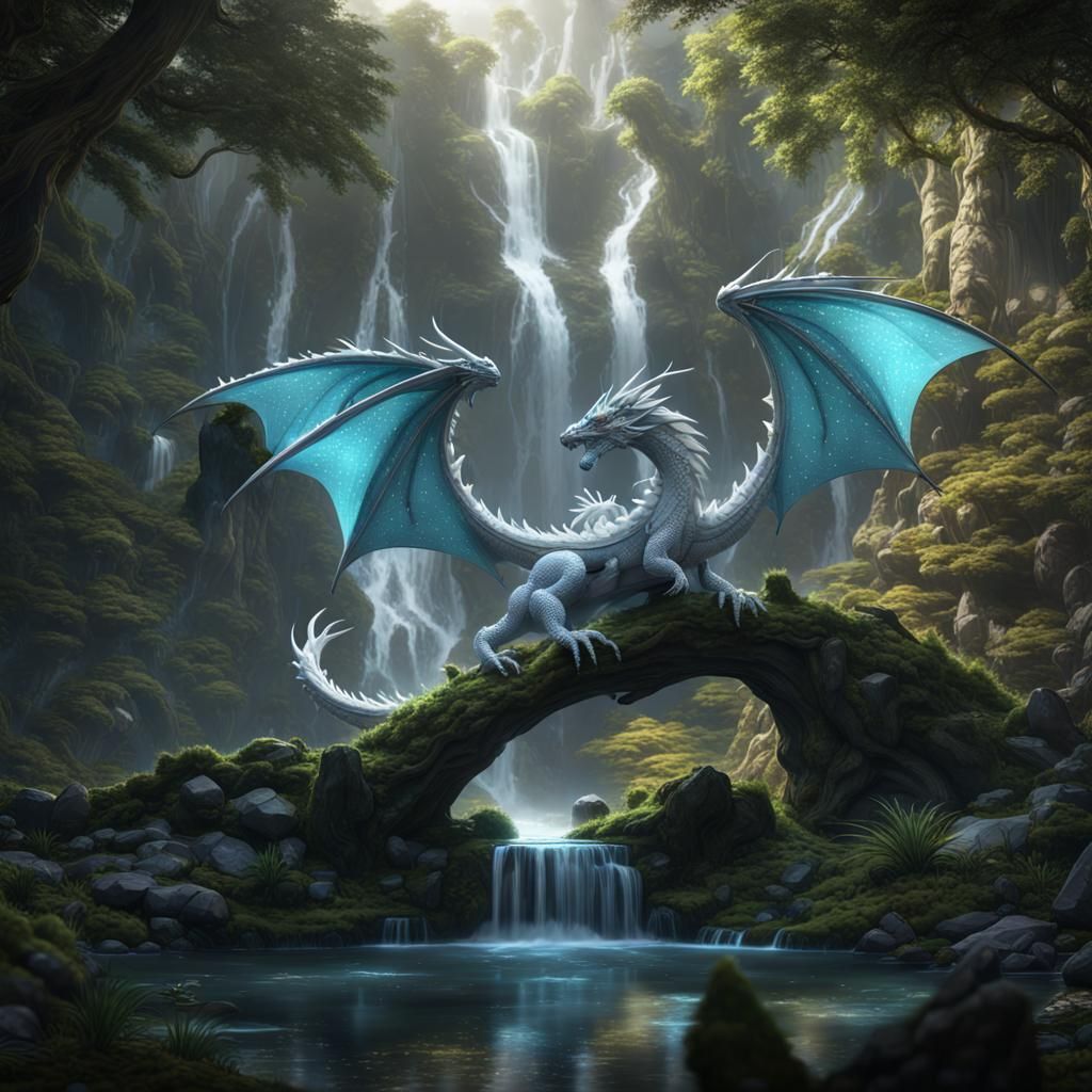 Diamond Dragon in Magical Crystal Forest