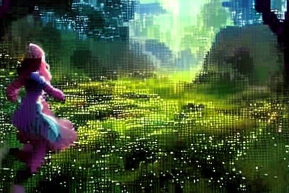 Girl Running Through Valley: Hyperdetailed Concept Art