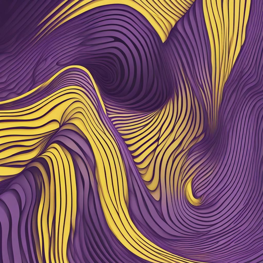 Minimalist Line Art in Purple and Yellow