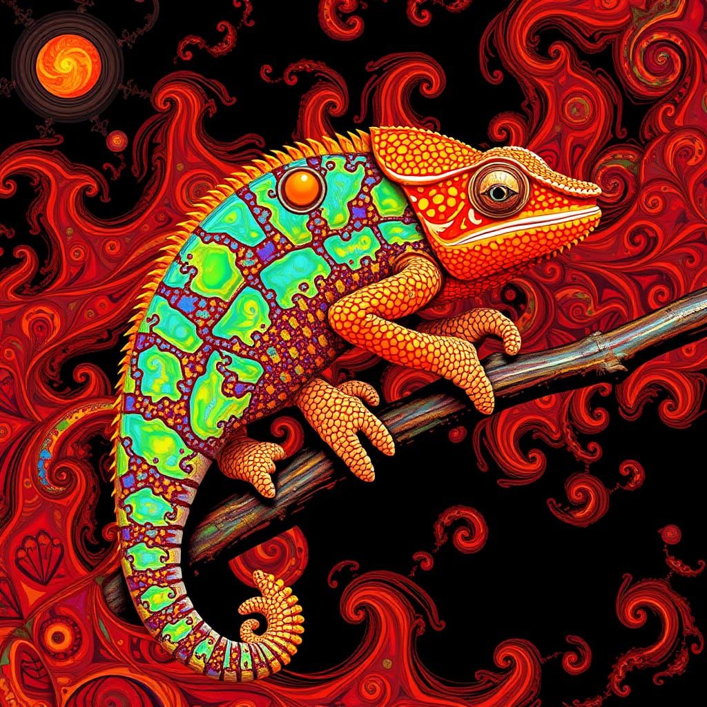 Ethereal Nature Scene with Fractals and Opaline Hues