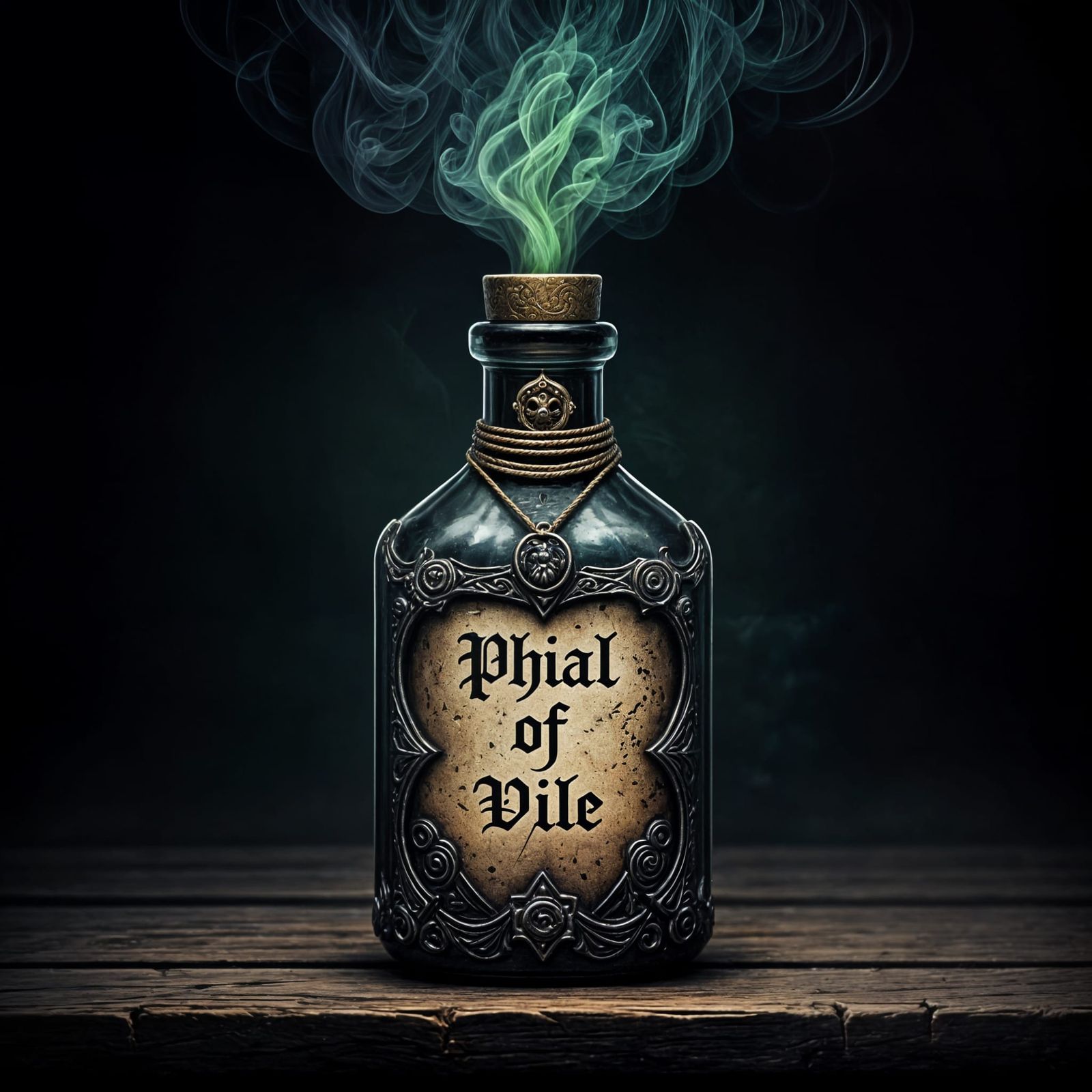 Mysterious Dark Magic Vial in a Fiery Aesthetic
