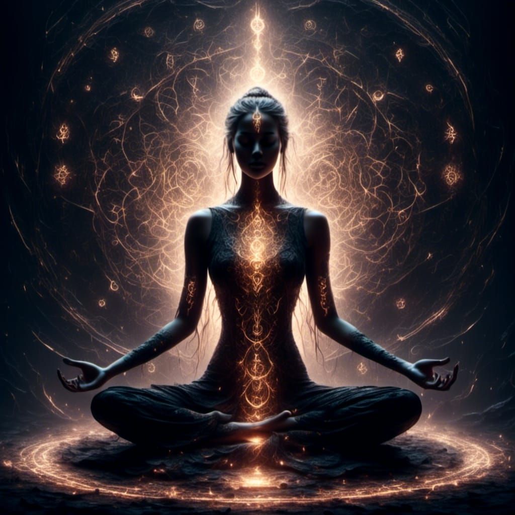 Meditating Scandinavian Woman Achieves Spiritual Rejuvenatio...