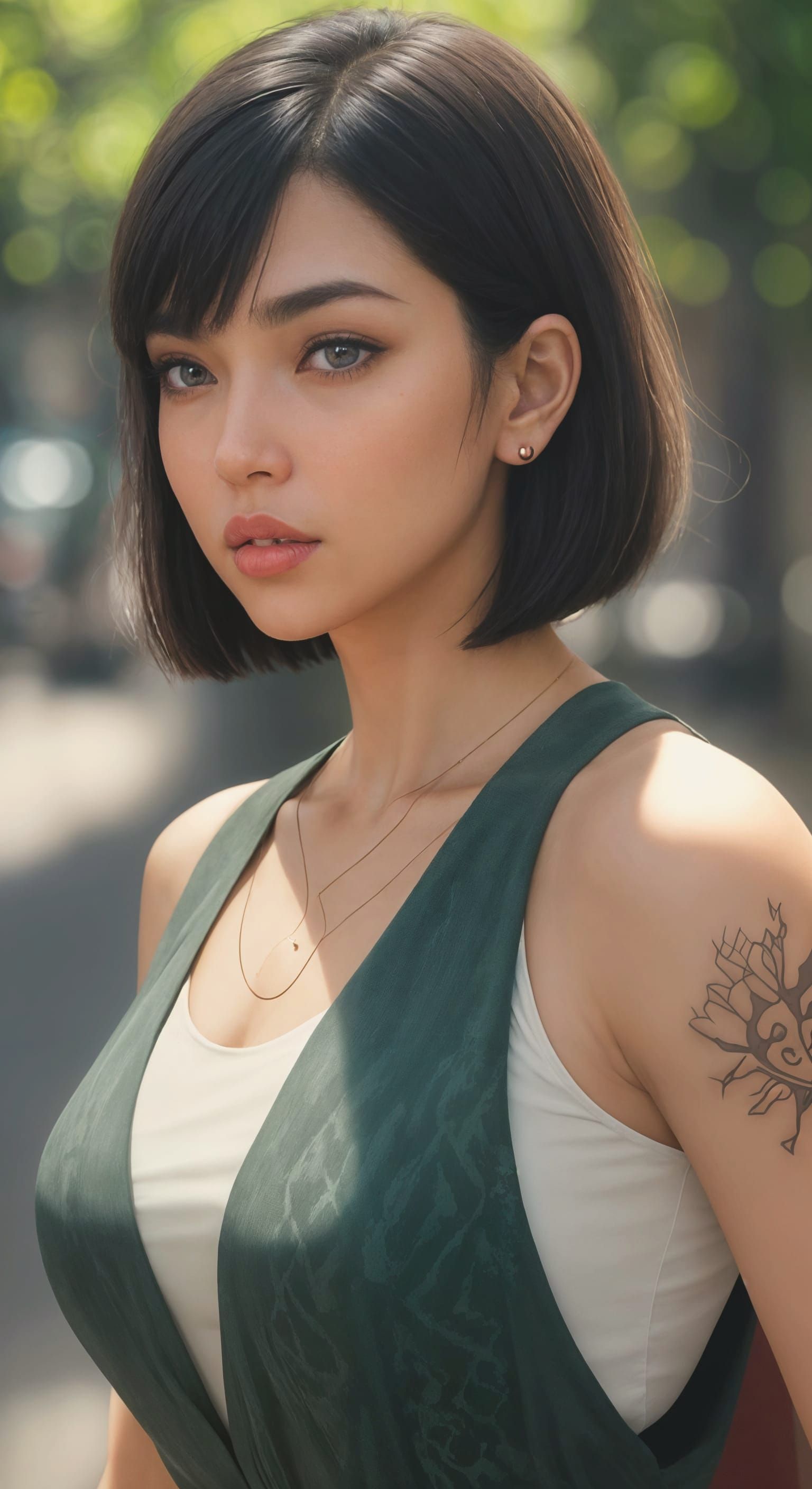 Close-Up Portrait of a Woman with Tribal Tattoos