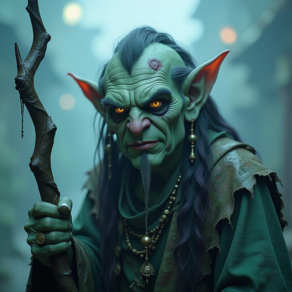 Grotesque Goblin Prophet in Giger-inspired Style