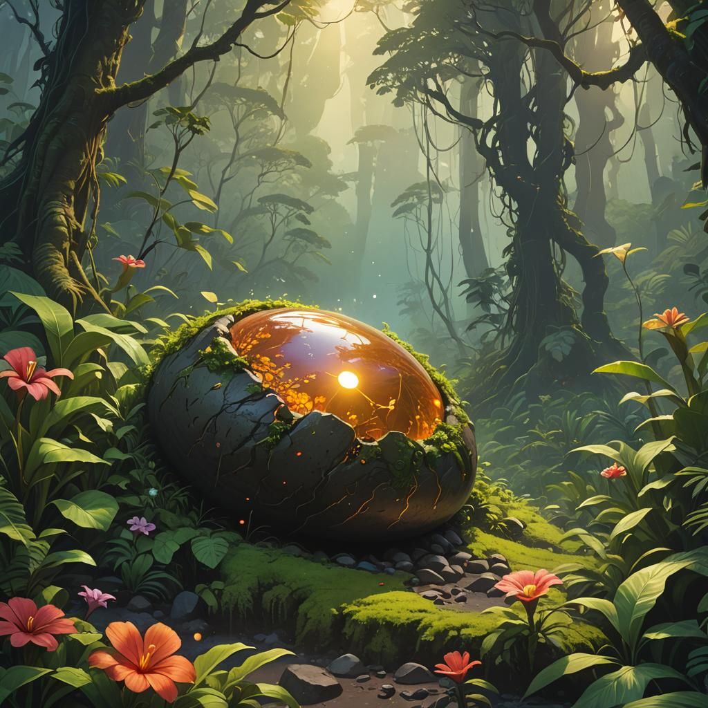 The Healing Pebble of Pele in Misty Forest