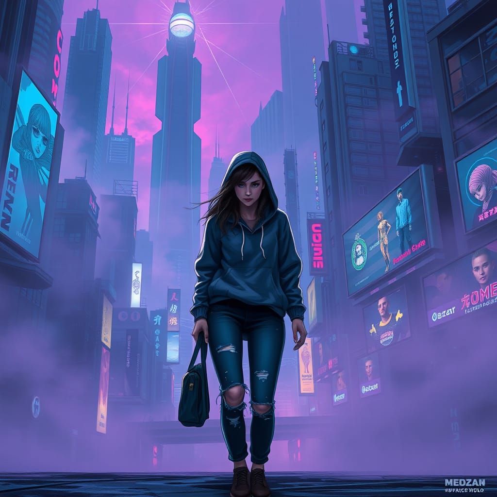 Intergalactic Cityscape in Cyberpunk Style