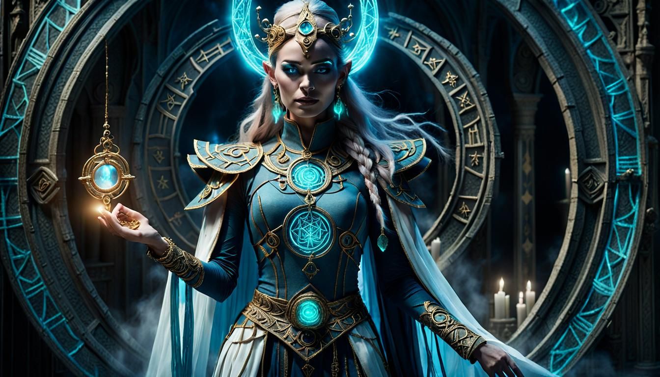 Arcane Portal Guardian Woman in Fantasy Costume
