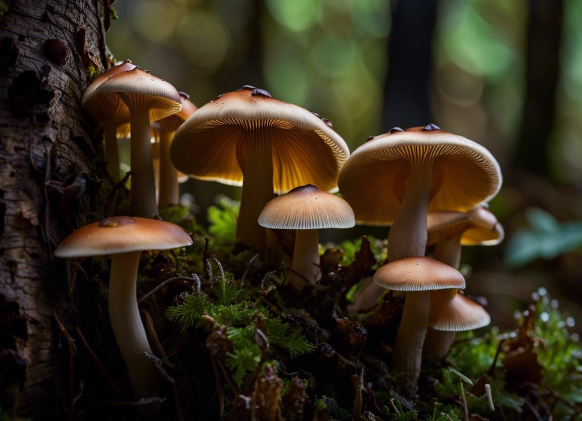 Mycena Haematopus Mushrooms in Sharp Focus