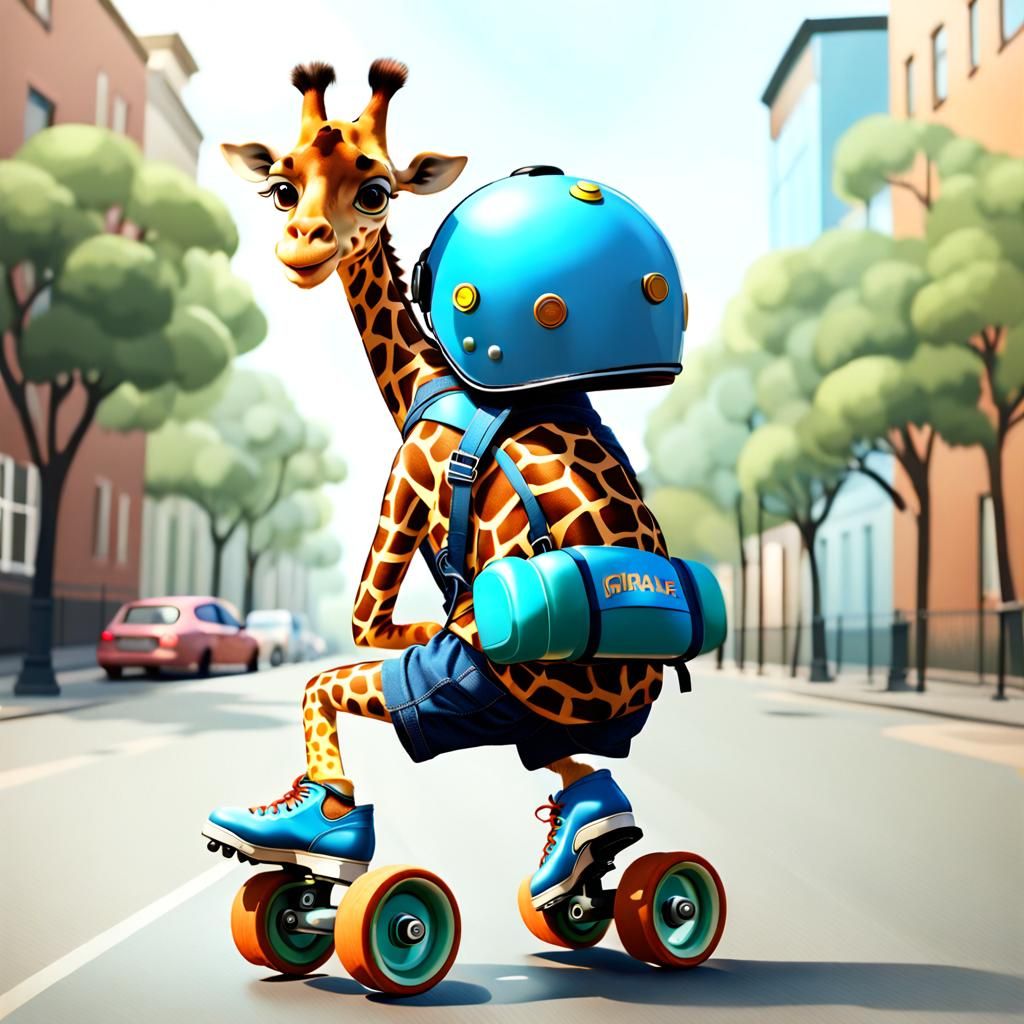 Pixar Giraffe on Roller Skates With Helmet