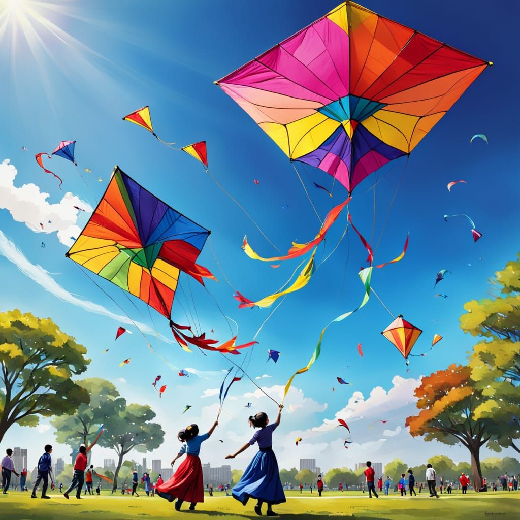 Colorful Kite Takes Center Stage at Park Festival