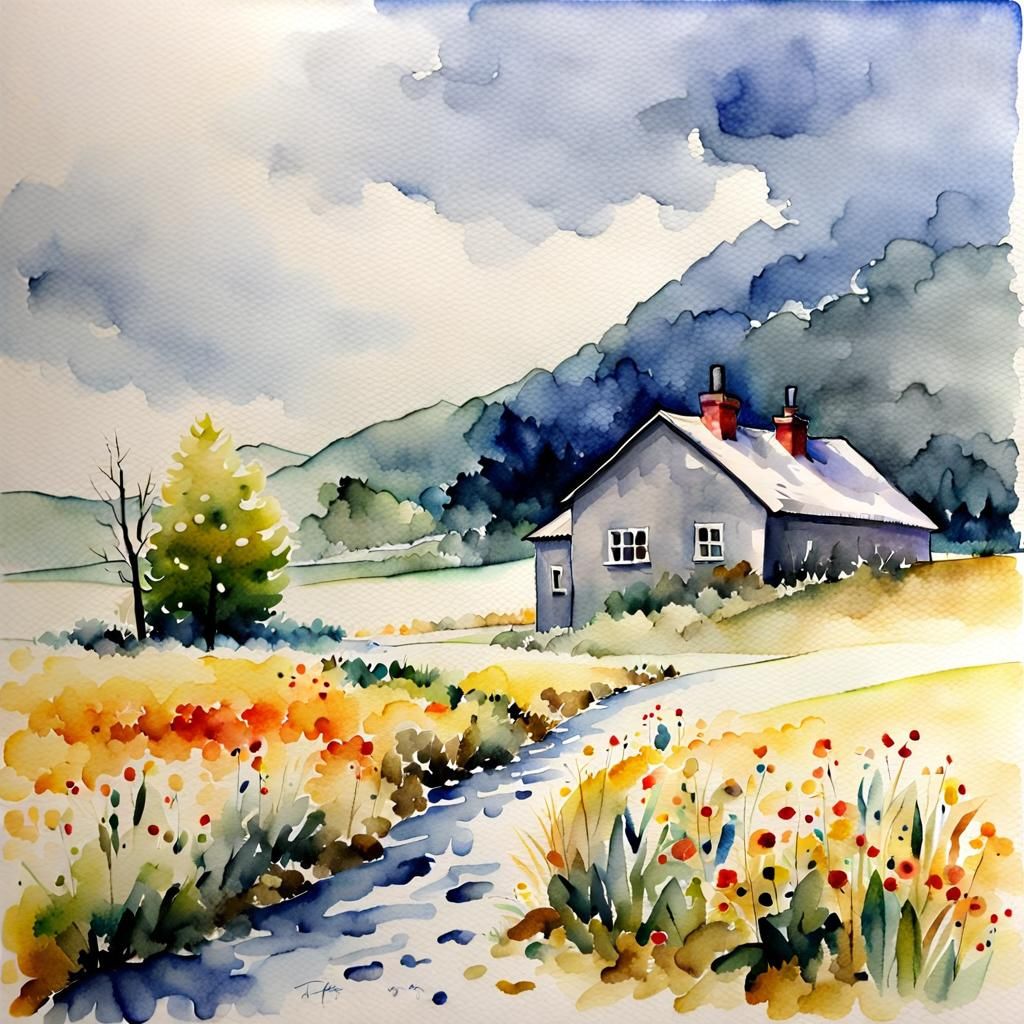 Watercolor Painting of a Cold Summer Day