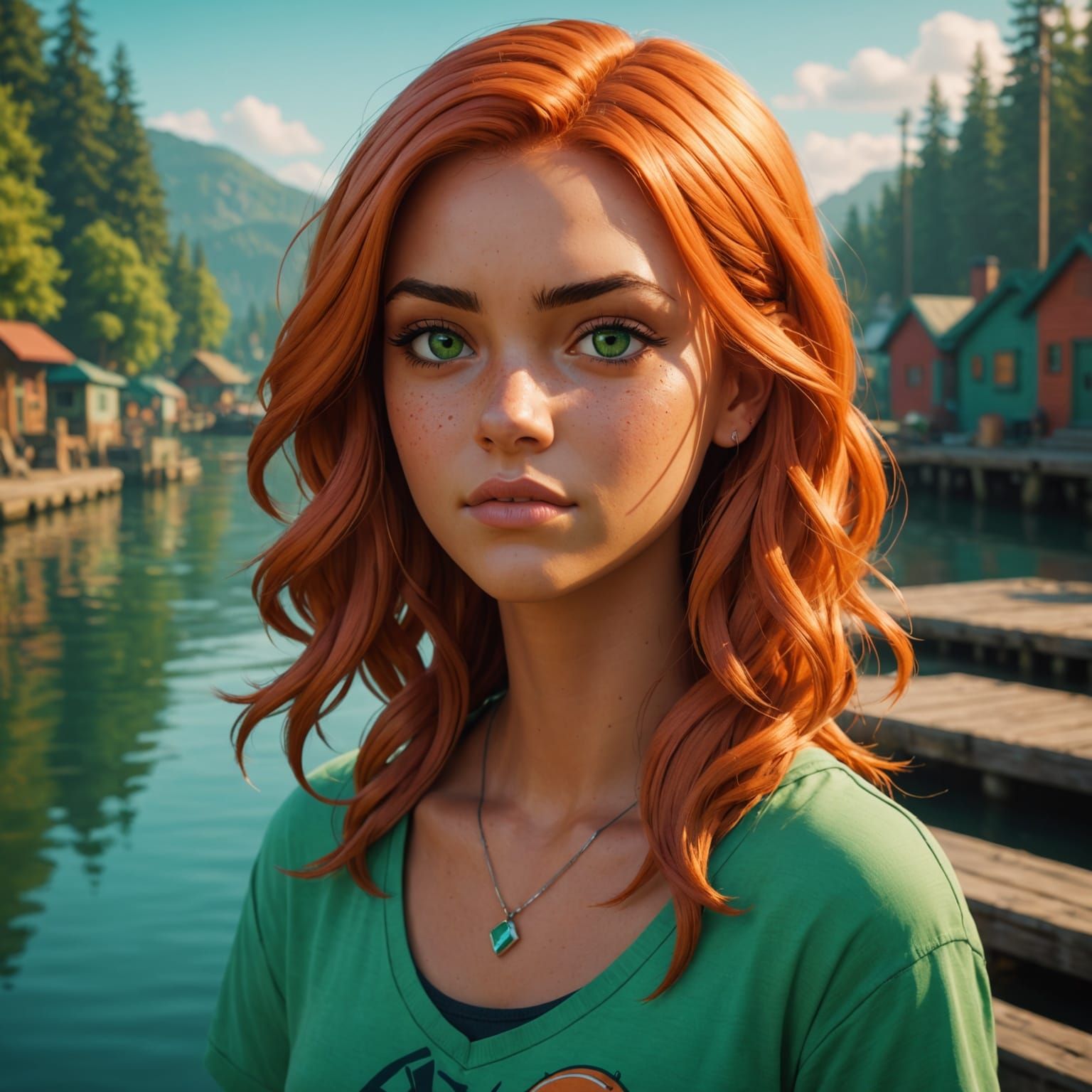 Izzy from Total Drama Island in Vibrant Hyperrealism